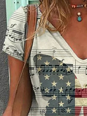 America Flag Loose Casual T-Shirt