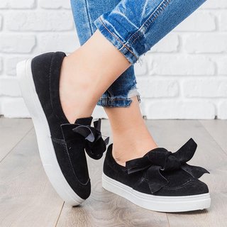 women nubuck loafers casual bowknot shoes