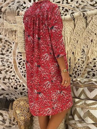 V Neck Women Dresses Casual Boho Cotton Floral Dresses Popjulia Com