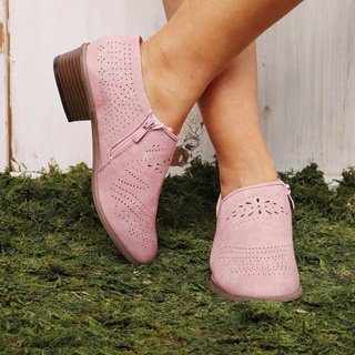 Popjulia Women S Loafers Zipper Pink Low Heel Casual Round Toe Loafers