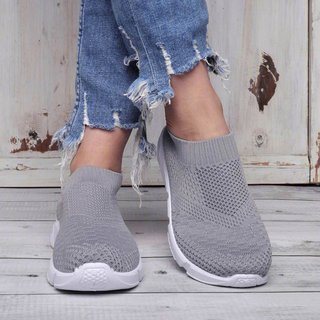 breathable elastic cloth sneakers platform slip on sneakers