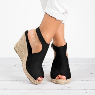 espadrille wedges adjustable buckle sandals