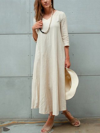 V Neck Women Maxi Dresses Shift Daytime Casual Maxi Dresses Popjulia