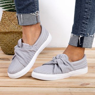 Popjulia Fashion Sneakers Bowknot Flat Heel Casual Pink Fashion