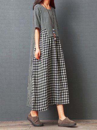 Round Neck Women Maxi Dresses Daytime Casual Maxi Dresses