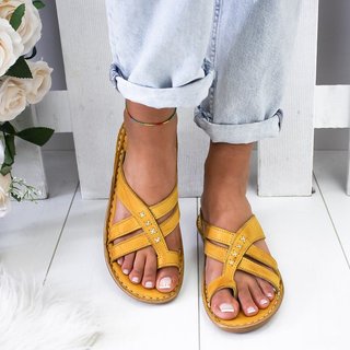 Popjulia Sandals White Low Heel Peep Toe Casual Sandals