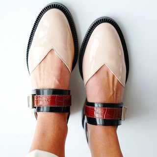 buckle color block sandals flats