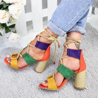 Popjulia Sandals Royal Blue Open Toe High Heel Casual Sandals