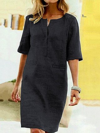 Popjulia Women Shift Daytime Casual Dresses Plus Size Midi Dresses
