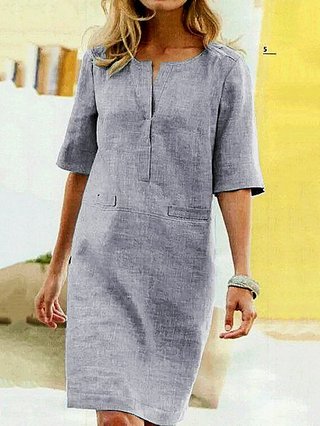 Popjulia Women Shift Daytime Casual Dresses Plus Size Midi Dresses