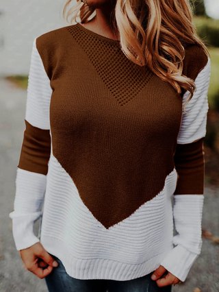 Casual Crew Neck Abstract Knitted Sweaters Cardigans Popjulia Com