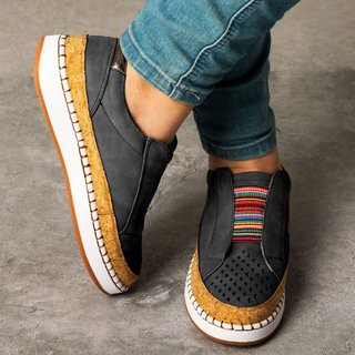 Popjulia Fashion Sneakers Athletic Black Round Toe Flat Heel