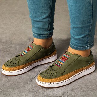 Popjulia Fashion Sneakers Athletic Black Round Toe Flat Heel