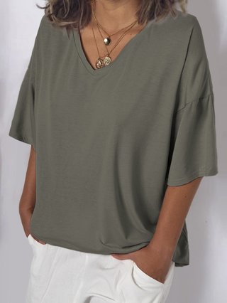 Casual Half Sleeve Cotton Blend T Shirts Popjulia Com