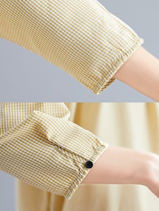 Crew Neck Women Midi Dresses Shift Casual Cotton Paneled Midi