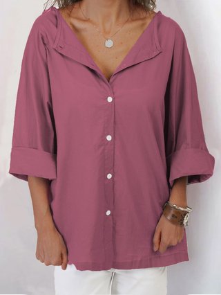Casual 3 4 Sleeve Cotton Blouses Shirts Popjulia Com
