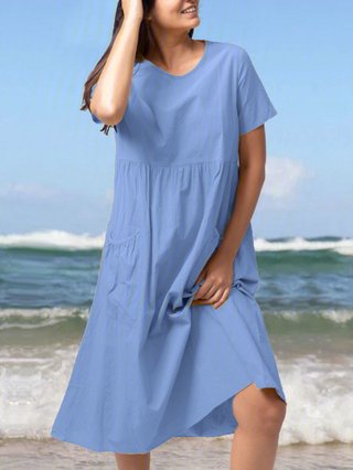 Plus Size Women Midi Dresses Going Out Solid Midi Dresses