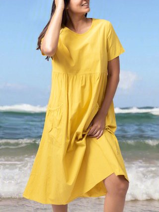 Plus Size Women Midi Dresses Going Out Solid Midi Dresses
