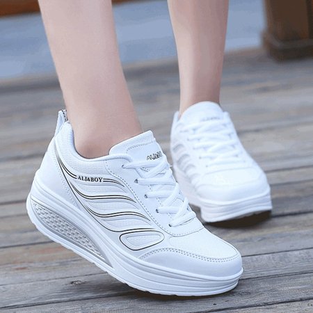 heel sport shoes lace up pu sport shoes wedge heel sneakers heel sport shoes lace up pu sport shoes wedge heel sneakers