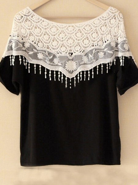 boat neck with half sleeve blouse half sleeve bateau boat neck fringed croched blouse boat neck with half sleeve blouse half sleeve bateau boat neck fringed croched blouse