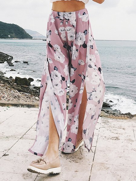 Slit Floral Printed Pants Slit Floral Printed Pants