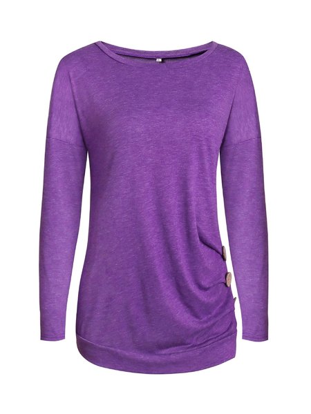 purple plain buttoned sleeve buttoned t shirt purple plain buttoned sleeve buttoned t shirt