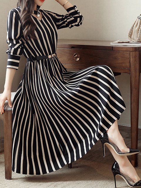 Popjulia Plus Size Choker Neck Women Dress A-line Party