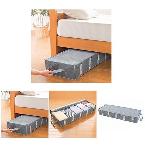5 Slots Underbed Bamboo Charcoal Storage Bags Folding Under Bed 5 Slots Underbed Bamboo Charcoal Storage Bags Folding Under Bed Organizer 52l