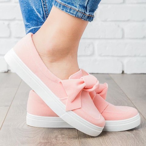 women nubuck loafers casual bowknot shoes