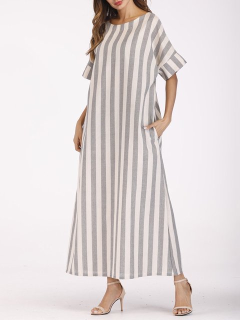 gray maxi dress with sleeves