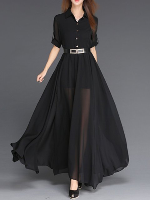 black chiffon maxi dress with sleeves