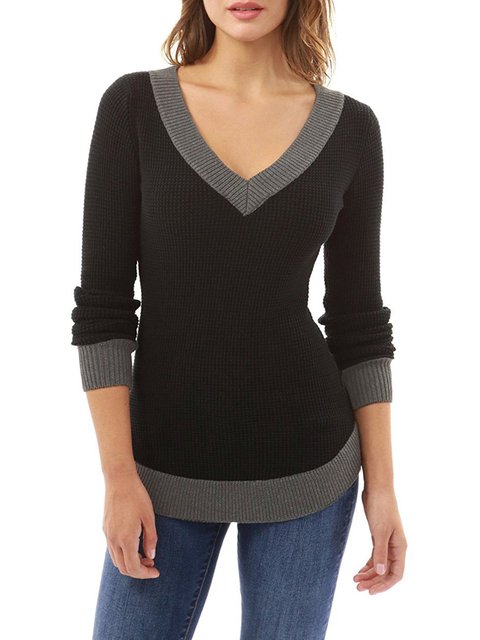 Color block dress | Shipped Free at Zappos V Neck Color Block Long Sleeve Sheath Dress