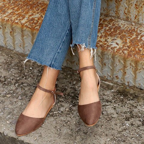 closed toe flats with ankle strap