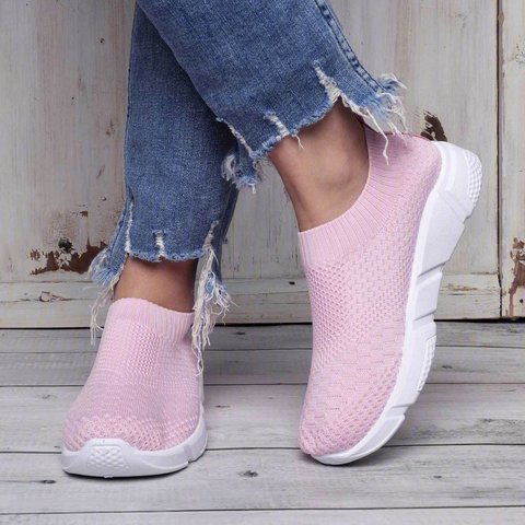Breathable Elastic Cloth Sneakers Platform Slip On Sneakers