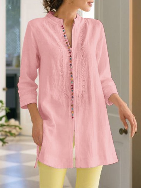 Long Sleeve Casual Solid Plus Size Blouses Popjulia Com