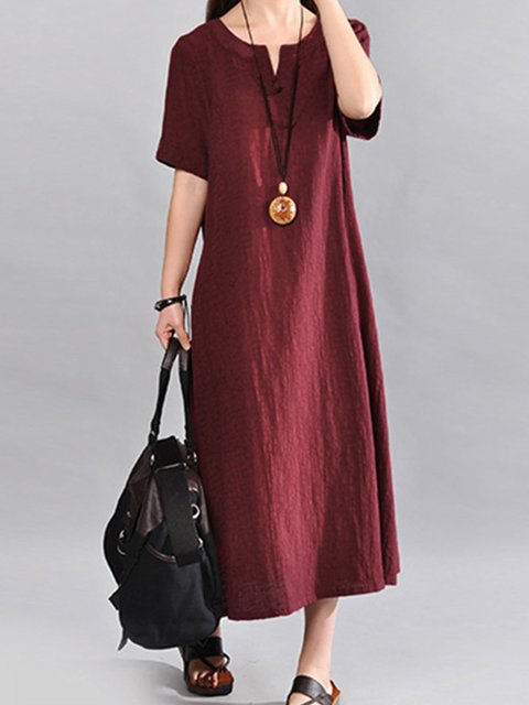 crew neck maxi dress with sleeves