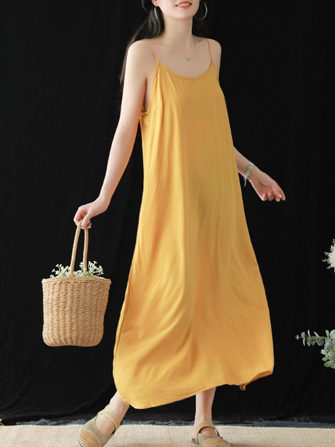Crew Neck Women Maxi Dresses A Line Daily Casual Maxi Dresses