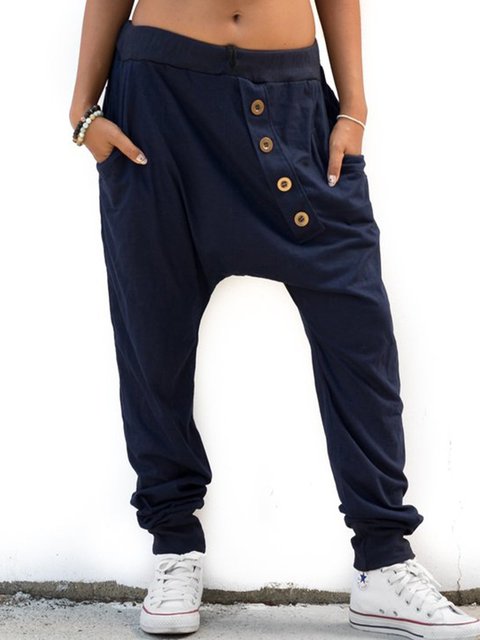 Cotton Blend Solid Casual Pants Capris Popjulia Com