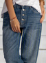 Plus Size Plain Casual Regular Fit Jeans