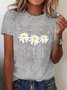 Plus Size Loose Casual Daisy Jersey T-Shirt