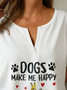 Plus Size Jersey Casual Half Open Collar Dog Shirt